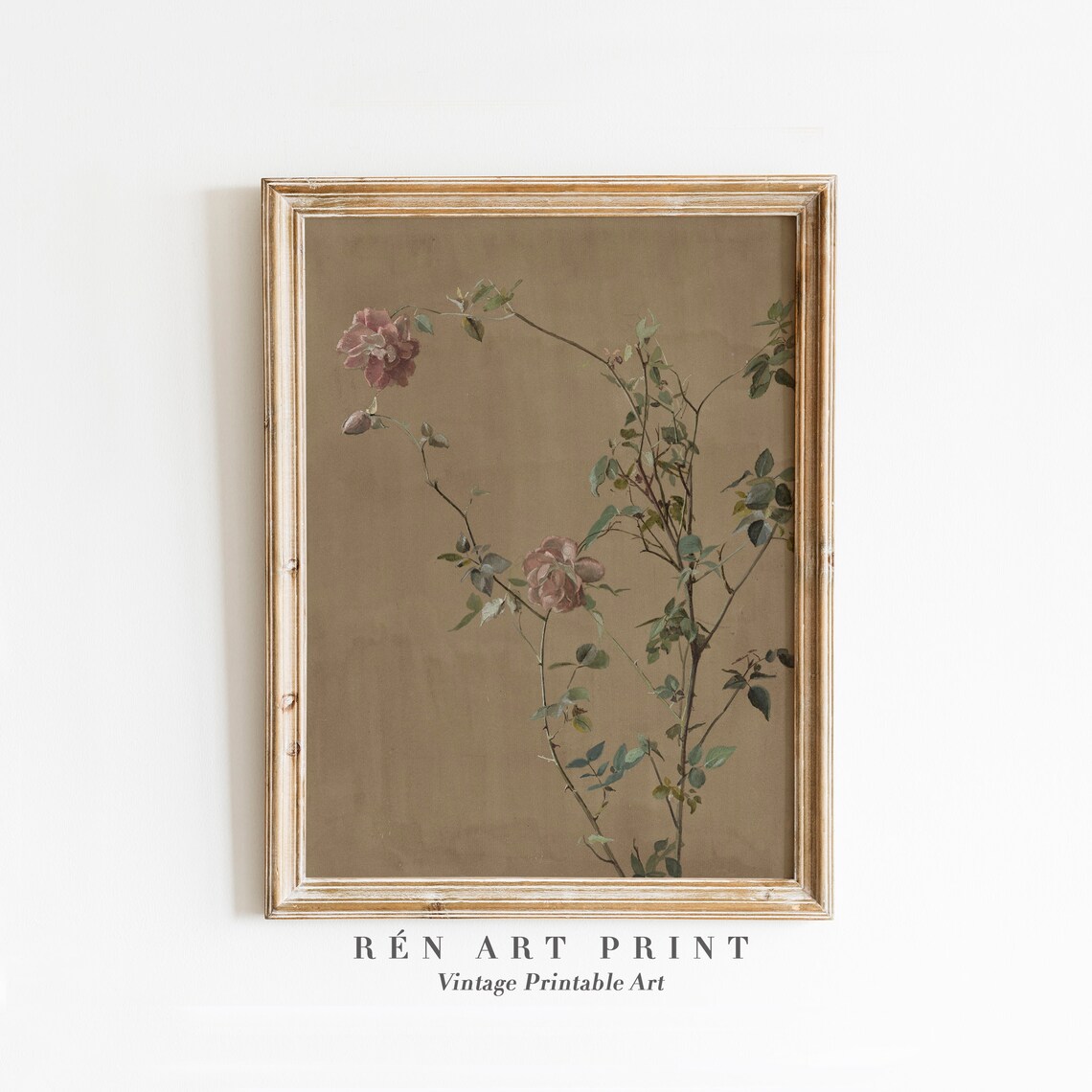 Antique Rose Painting Art Print, Vintage Floral Decor