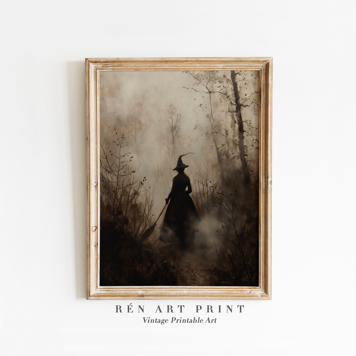 Moody Witch Painting, Whimsigoth Halloween Art Print