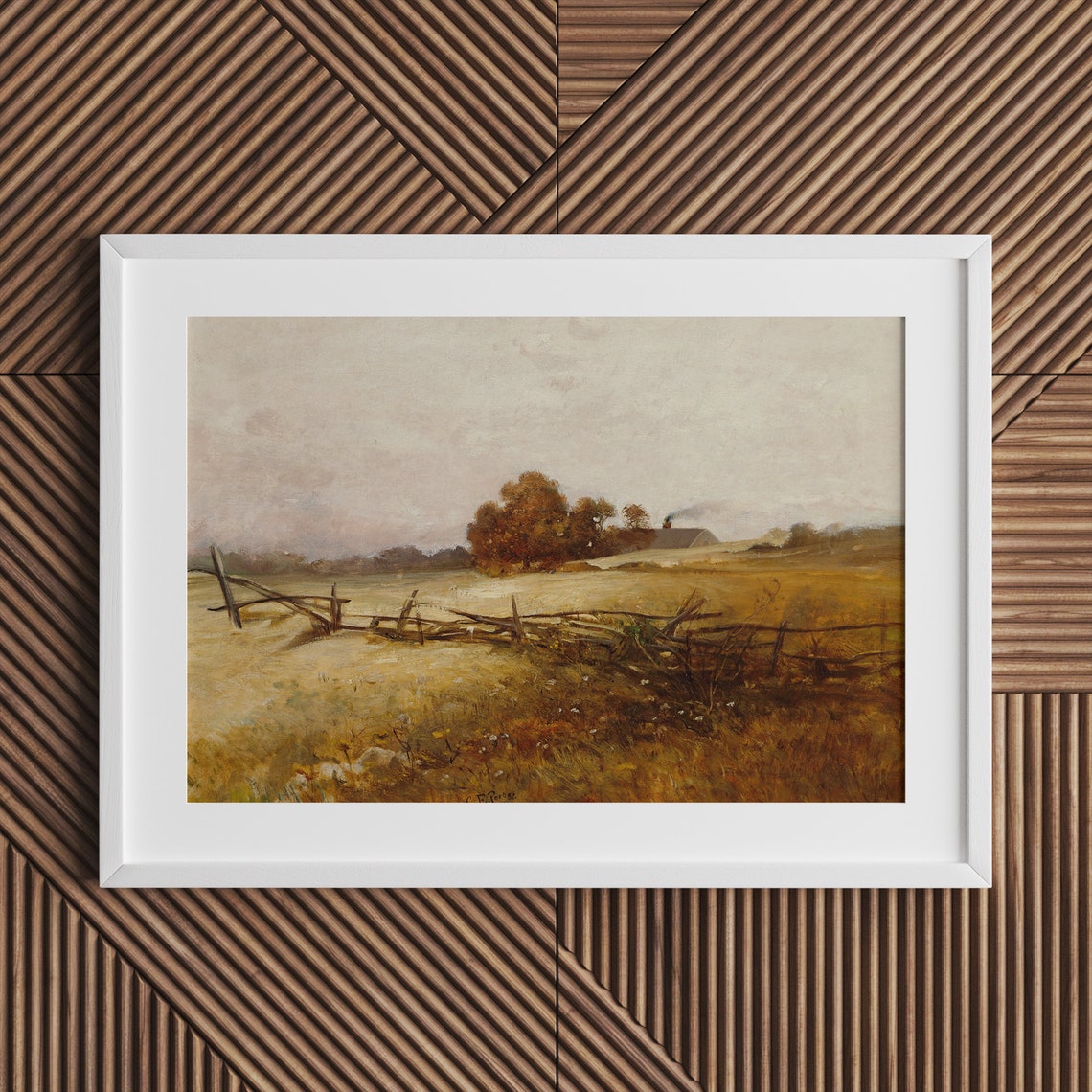 Rustic Autumn Field With Split Rail Fence and Barn Fall Art Poster - Image 3