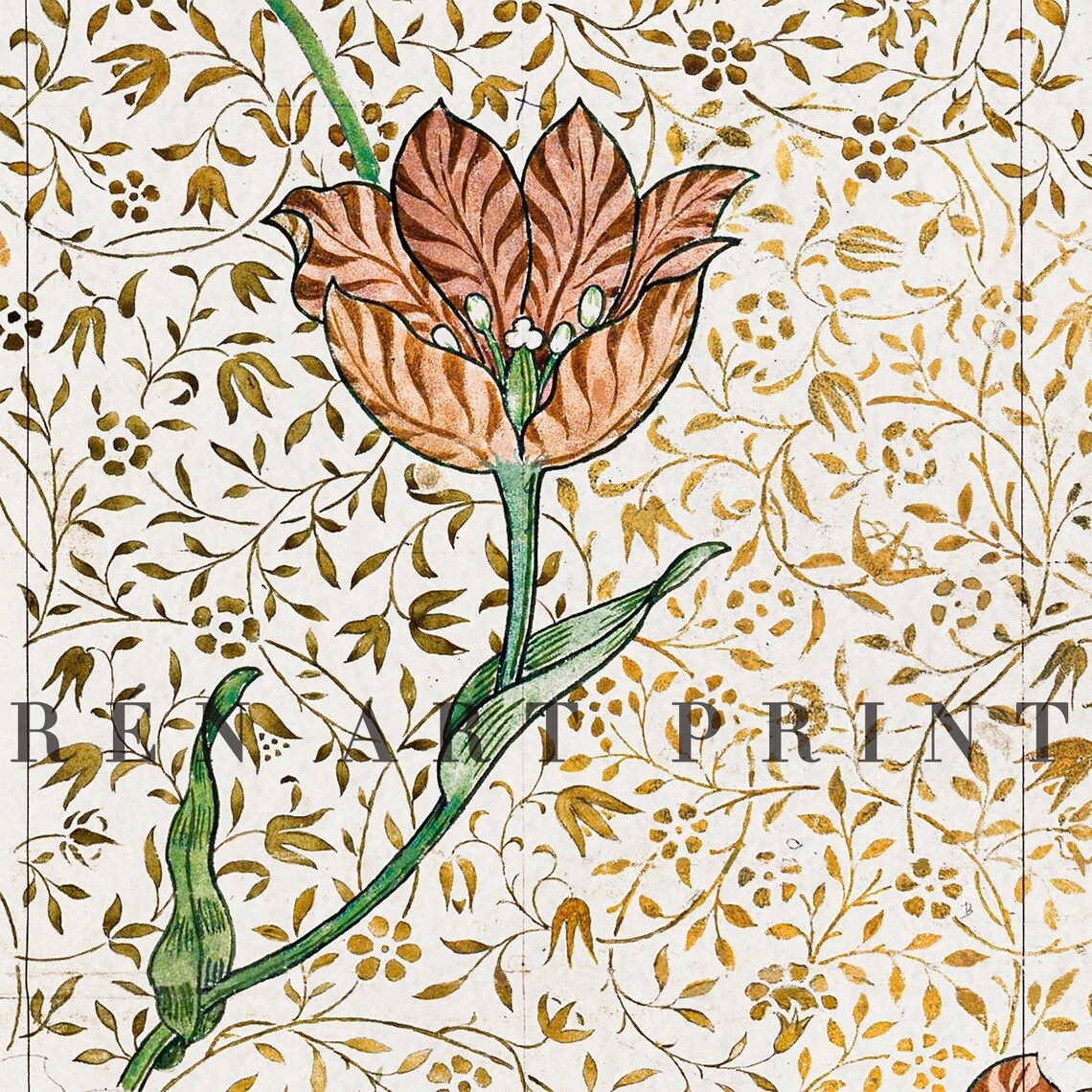 William Morris Vintage Floral Textile Art Print - Image 3