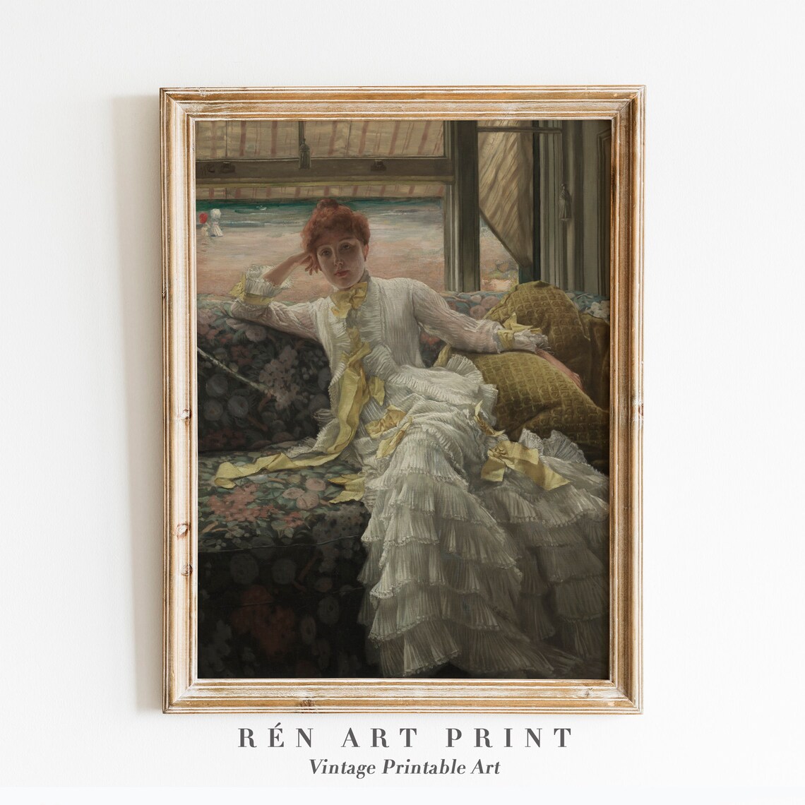Vintage Woman Portrait Painting, Farmhouse Wall Art