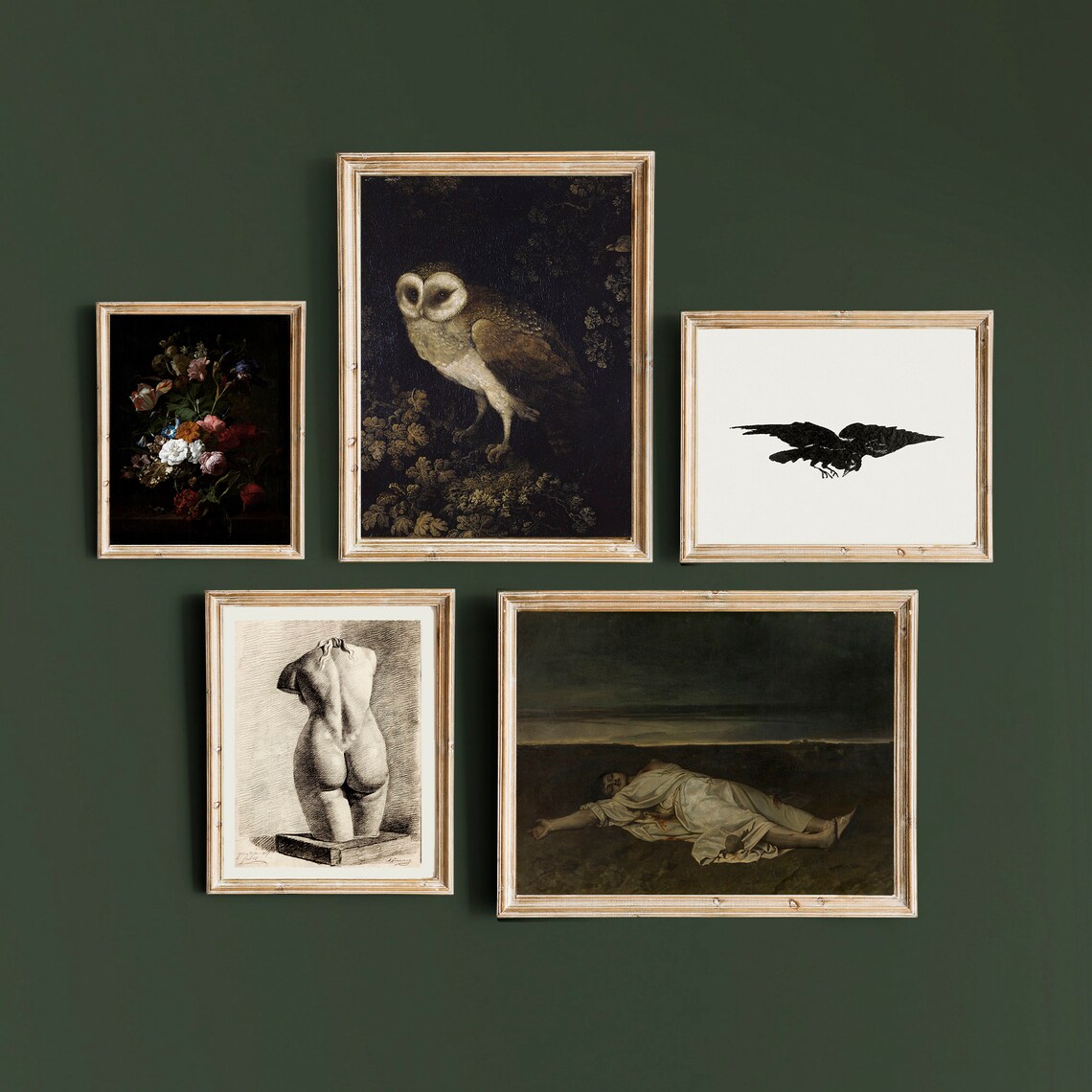 Dark Academia Gallery Wall Set Nine Vintage Moody Gothic Art Poster - Image 3