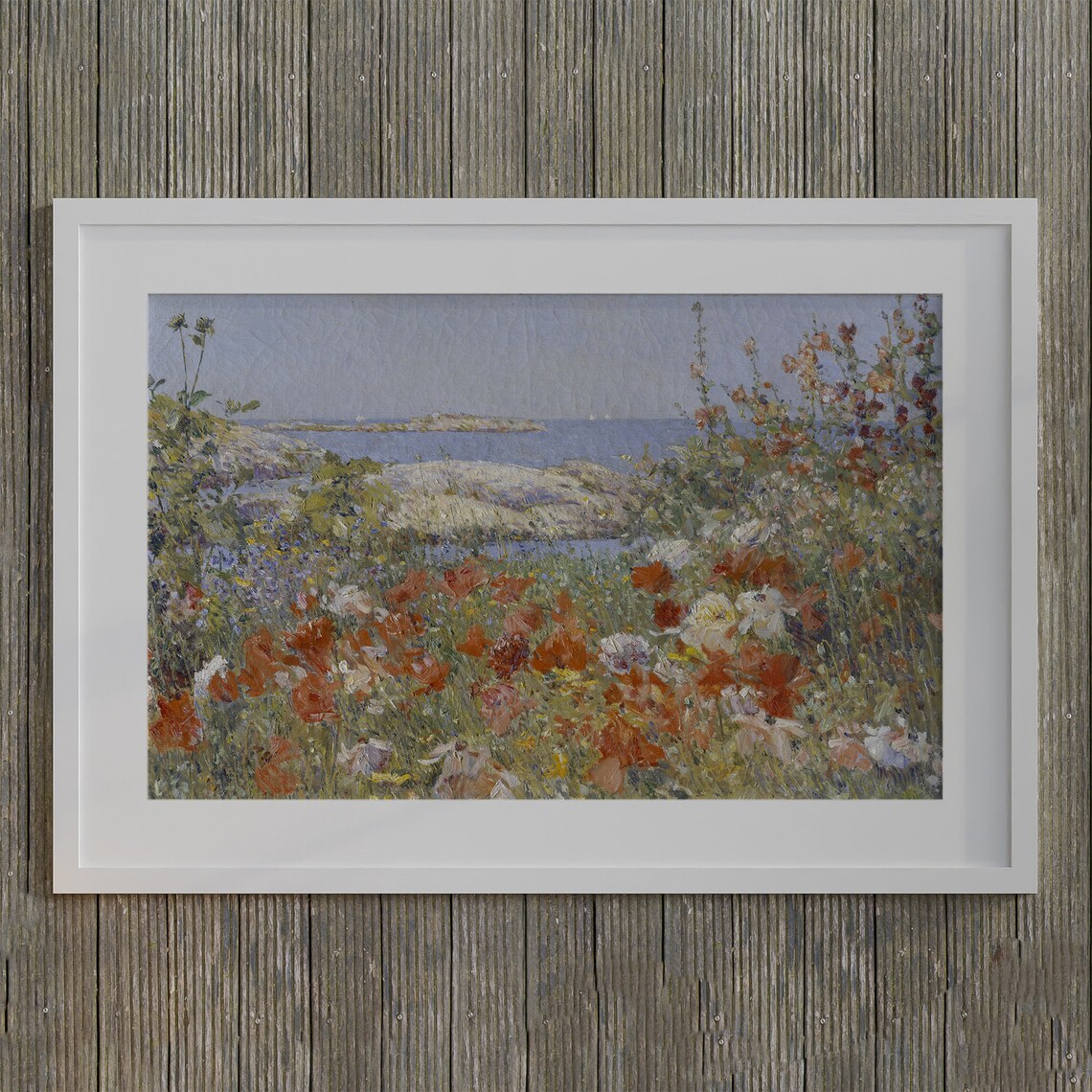 Vintage Spring Poppy Fields Coastal Landscape Art Print - Image 3