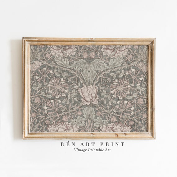 Vintage Tapestry Art Print Antique Textile Wall Art Modern Farmhouse Wall Decor Neutral Cottage Home Decor