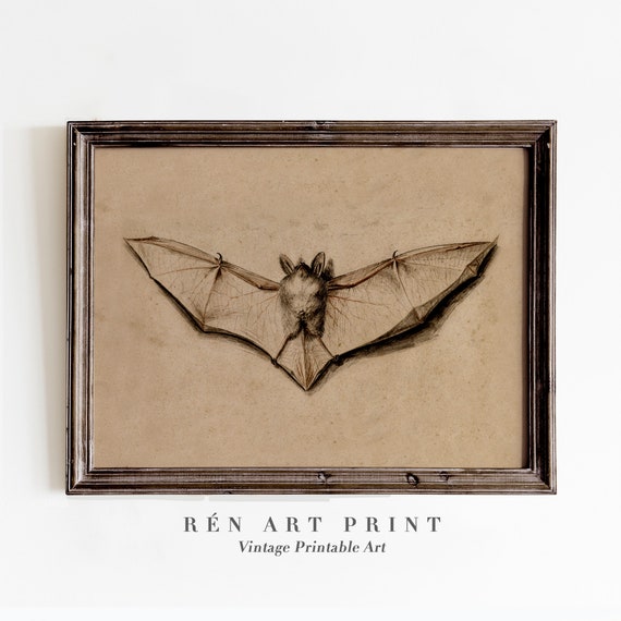 Vintage Bat Print, Antique Halloween Poster