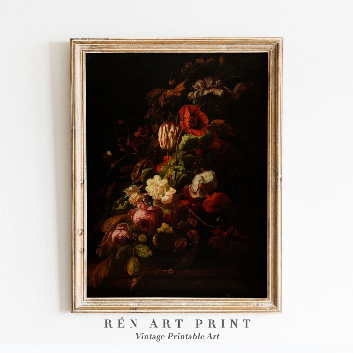 Dark Floral Wall Art, Moody Flower Painting Print