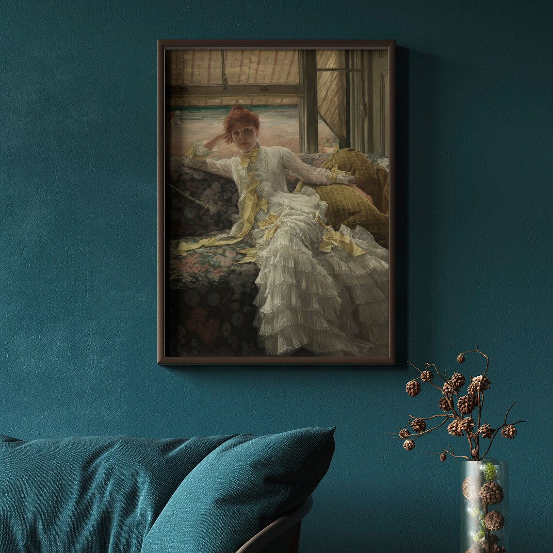 Vintage Woman Portrait Painting, Farmhouse Wall Art - Image 3
