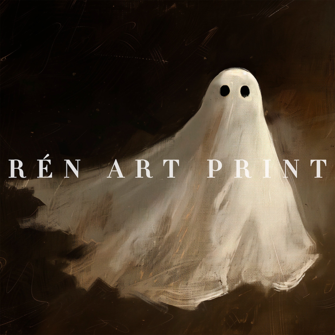 Vintage Ghost Art Print, Rustic Halloween Decor - Image 3