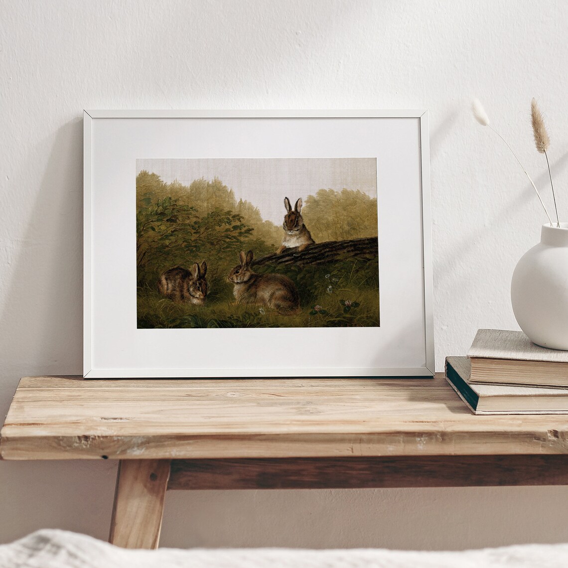 Vintage Rabbit Painting Art Print, Rustic Bunny - Image 2