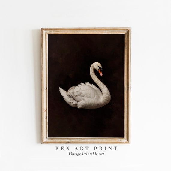 Dark Swan Vintage Nursery Wall Art Print