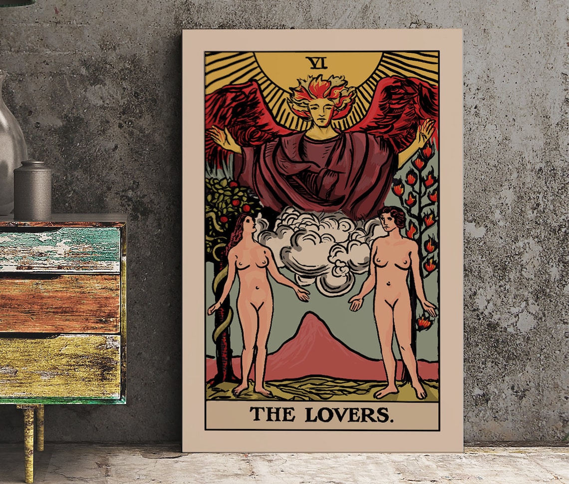 The Lovers Tarot Card Print, Two Women Lovers
