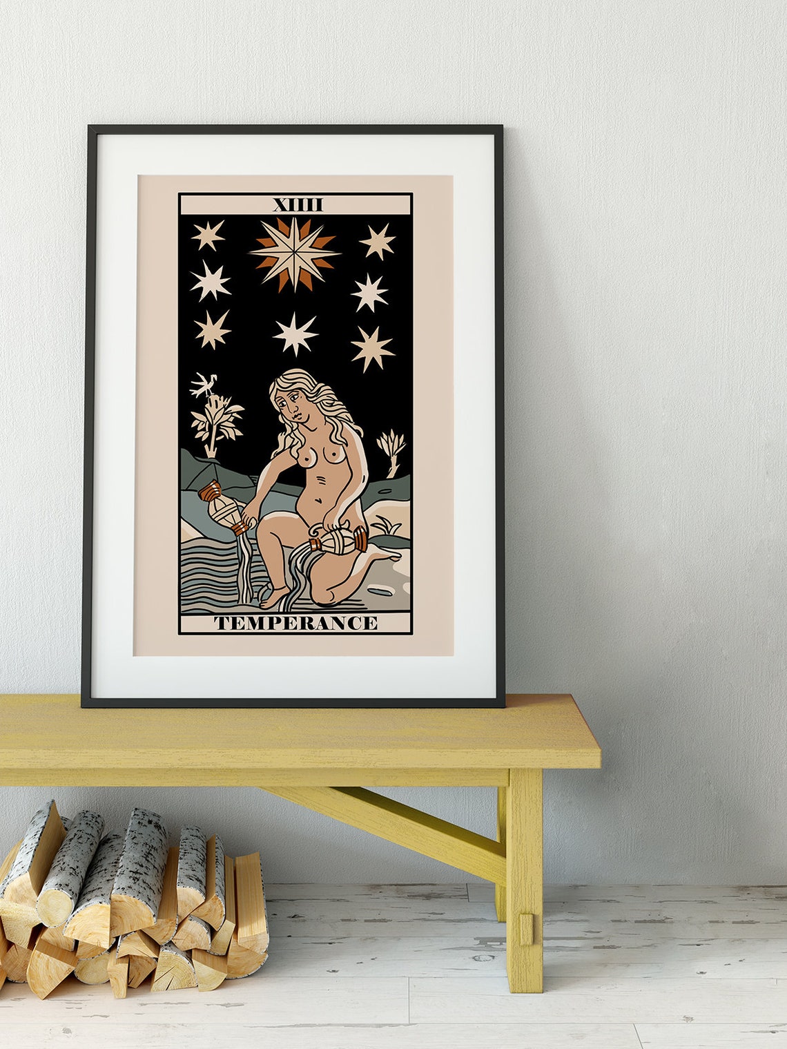 Temperance Tarot Card Vintage Starry Neutral Mystical Wall Poster - Image 3