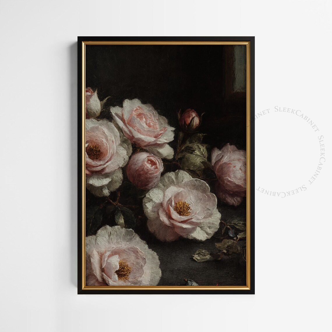 Moody Vintage Flower Print Dark Floral Still Life Oil Painting Dark Academia Wall Art Antique Art Pdozy2 - Image 2