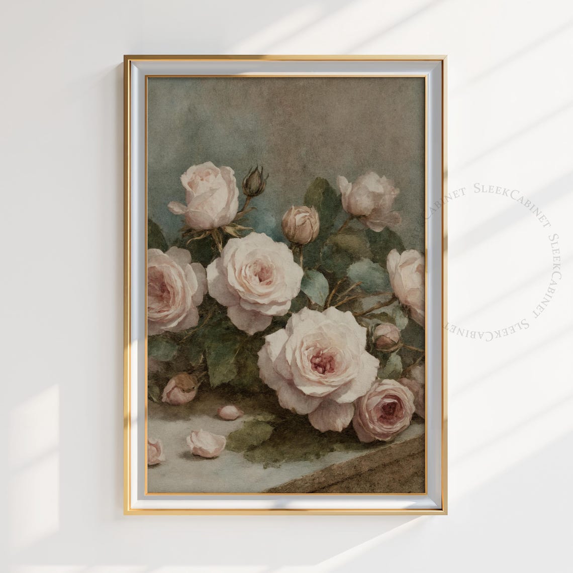 Moody Vintage Flower Print Dark Floral Still Life Oil Painting Dark Academia Wall Art Antique Art Grijt3