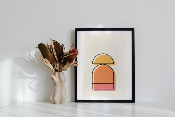 Abstract Arch Print Neutral Wall Art Printable Warm Terracotta Sun Minimalist Boho Decor Instant