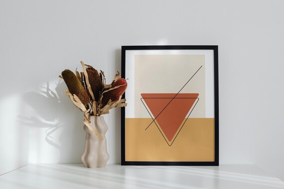 Terracotta Triangle Abstract Minimalist Geometric Sunset Poster