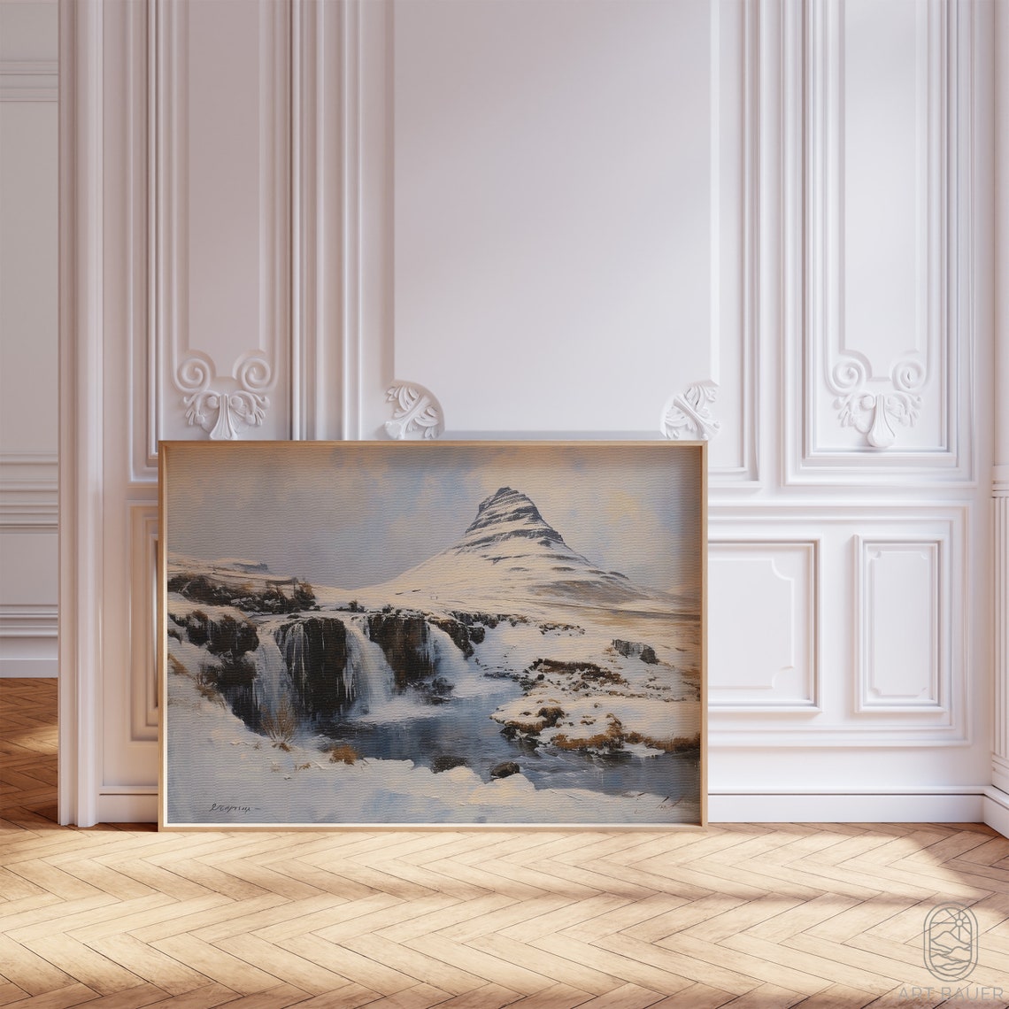 Iceland Kirkjufell Peak Winter Snow Waterfall Landscape Travel Poster - Image 5