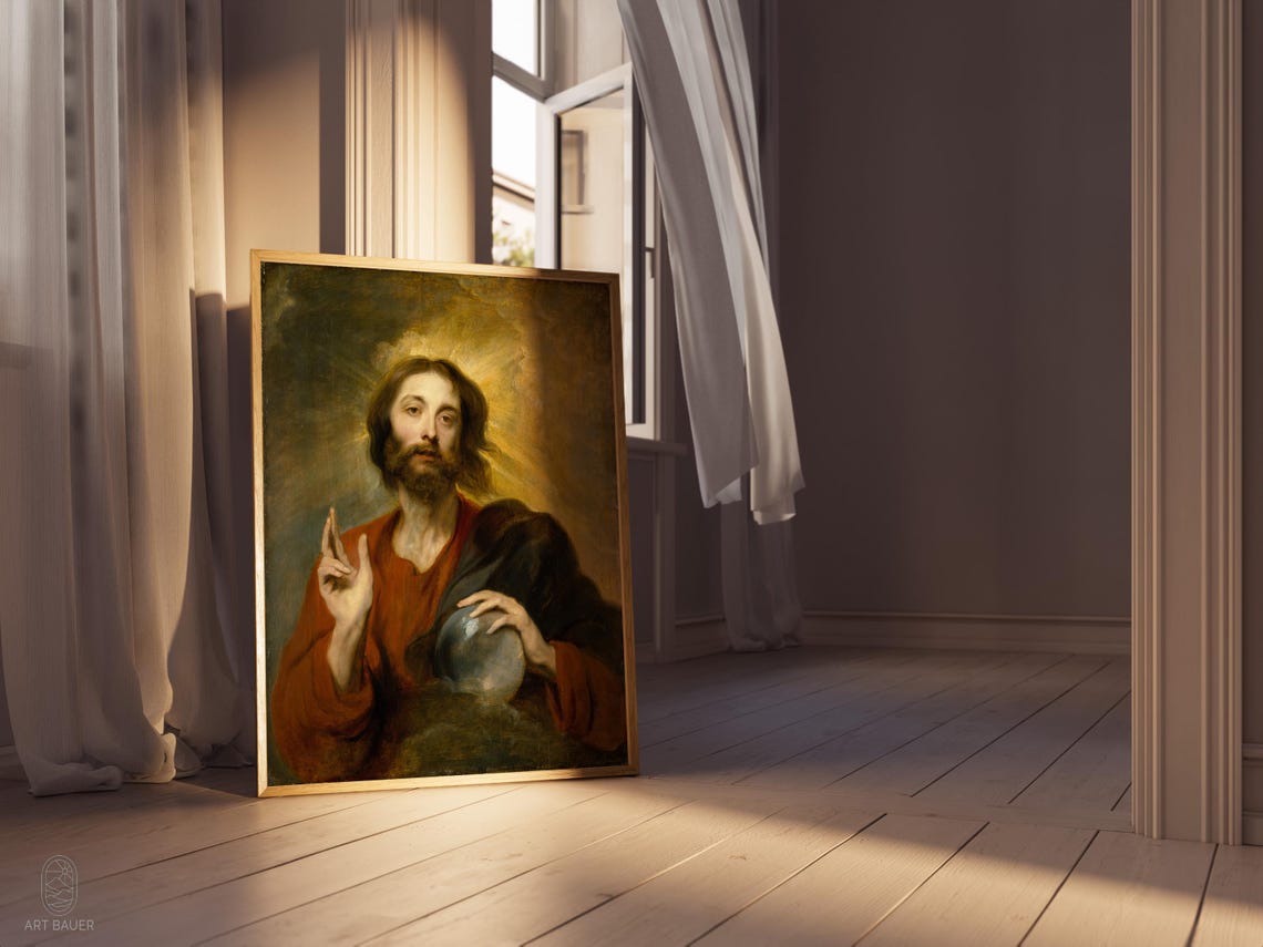 Anthony van Dyck Christ as Saviour of the World 1620 Religious Poster - Image 4