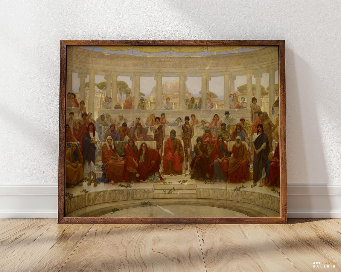 William Richmond An Audience In Athens 1884 Greek Theatre Scene Poster