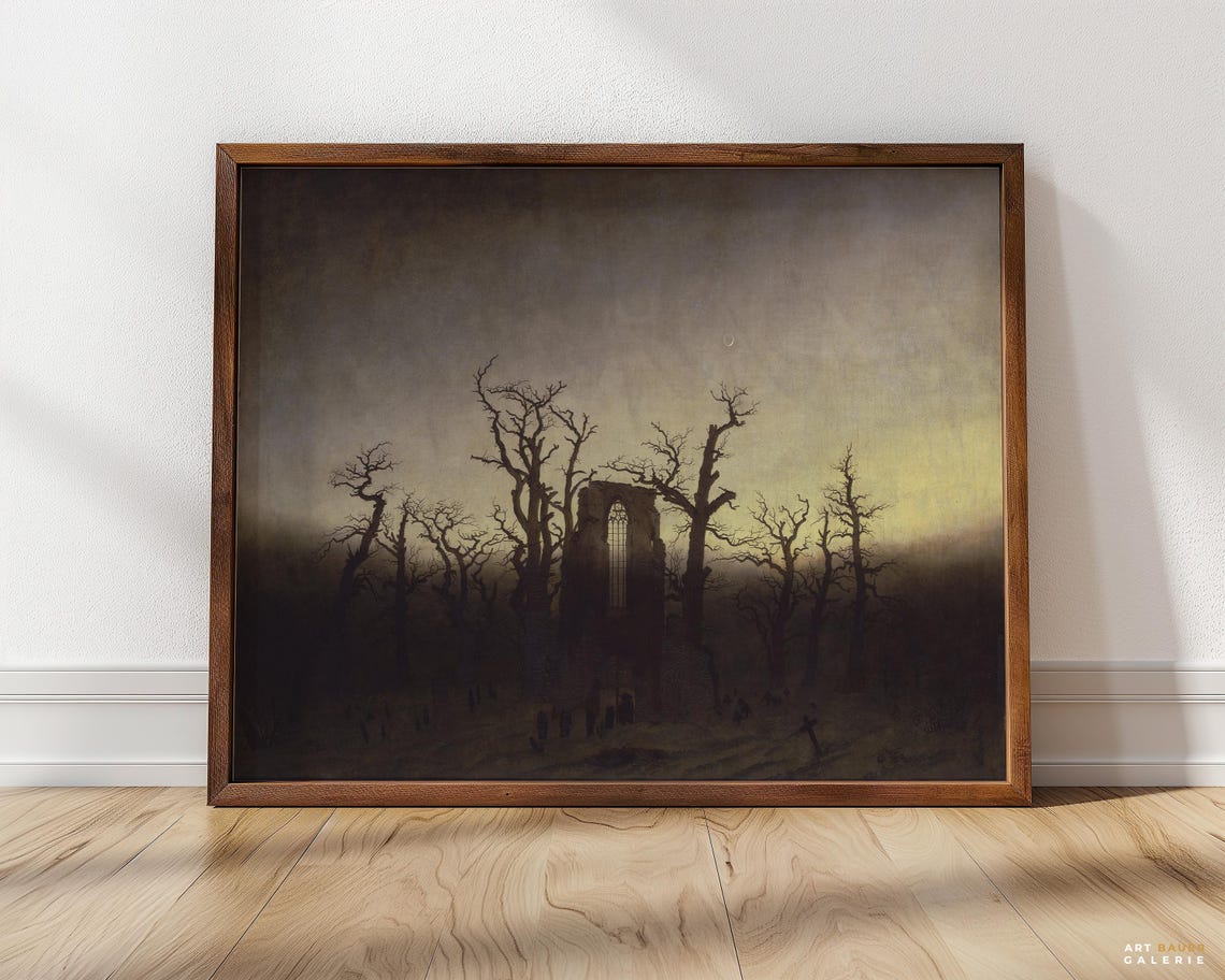 Caspar David Friedrich Abbey In The Oakwood 1810 Moonlit Ruins Print - Image 5