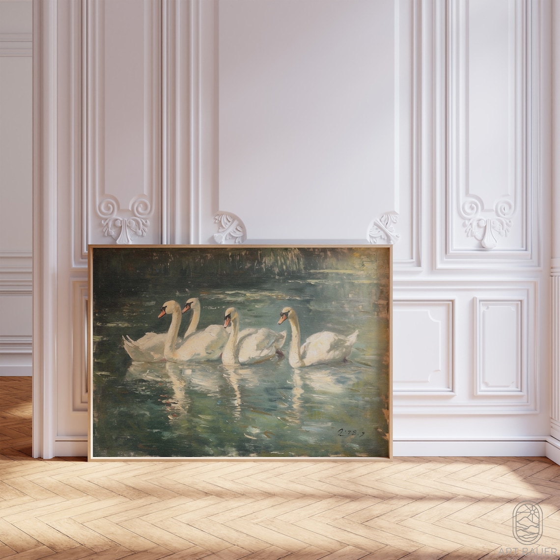 Elegant Swans Rustic Home Decor Wall Art Print - Image 5