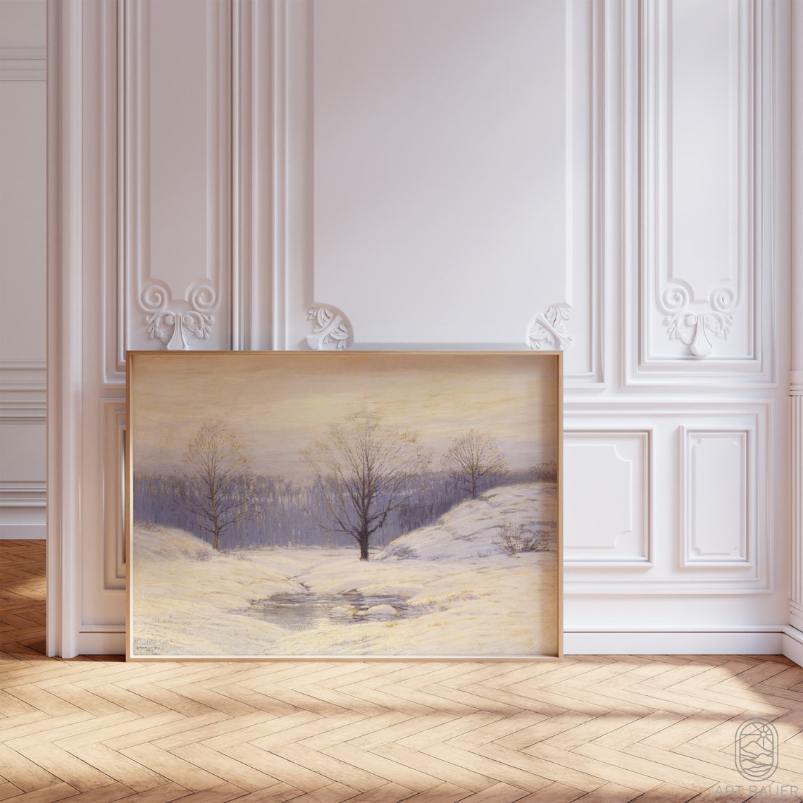 Leonard Ochtman Morning Haze Winter Snow Landscape Painting Art Print - Image 3