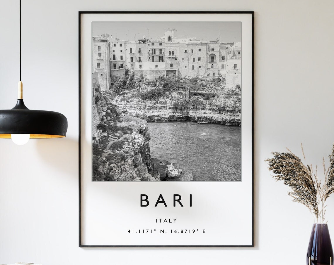 Bari Travel Print Bari Travel Poster Italy Travel Print Italian Print Black And White Travel Poster Travel Art Travel Gift