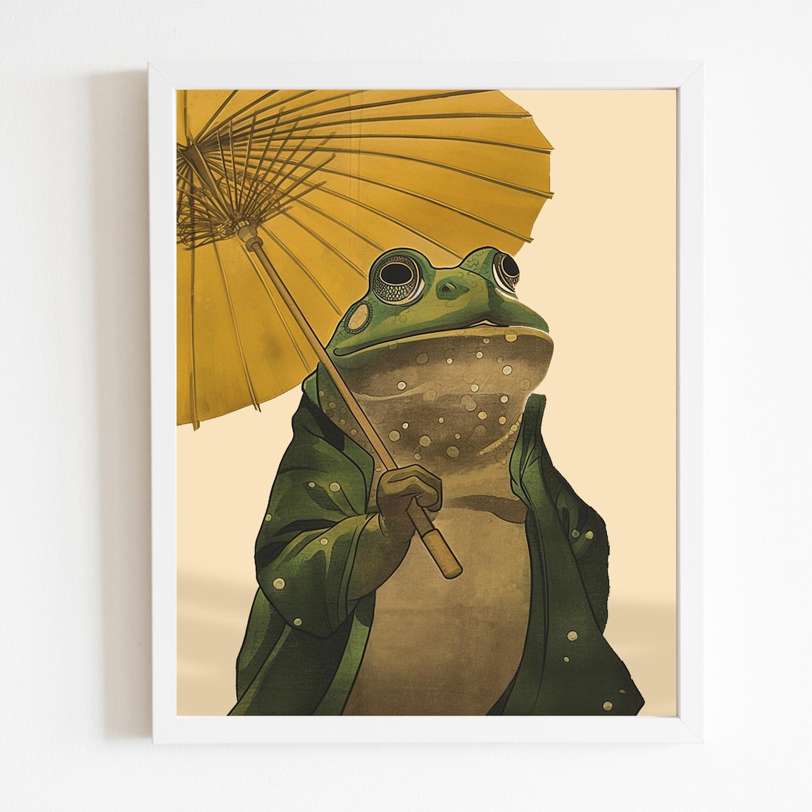 Japanese Woodblock Frog With Yellow Umbrella Poster - Image 4