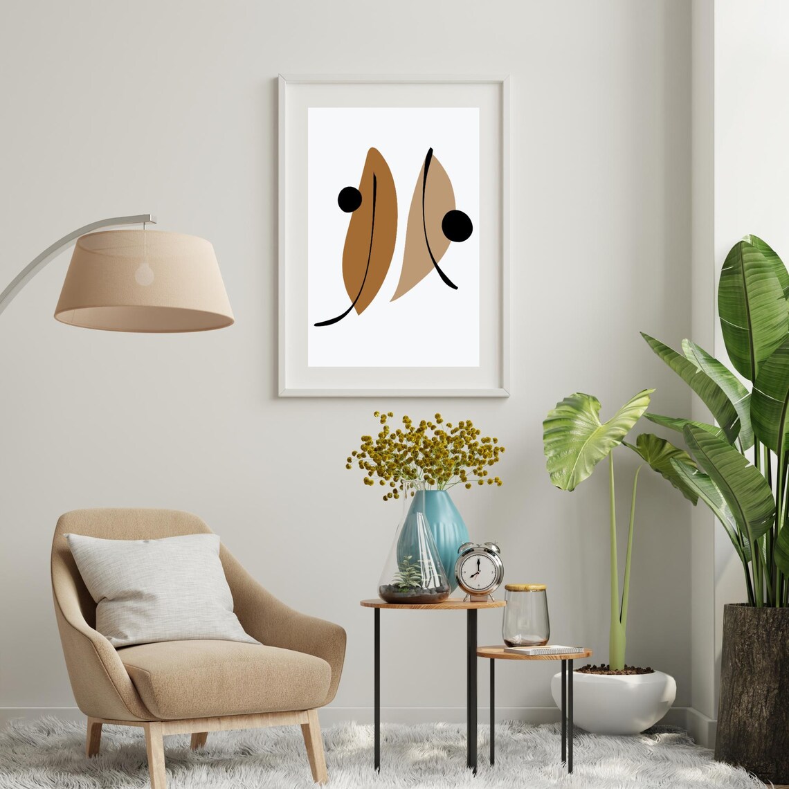 Mid Century Modern Botanical Boho Art Print - Image 2