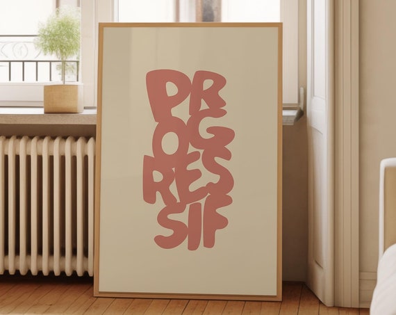 Progressif Poster Print Growth Wall Art Mindful Modern Print Inspirational Minimalist Motivational Poster Trendy Pastel Pink Decor