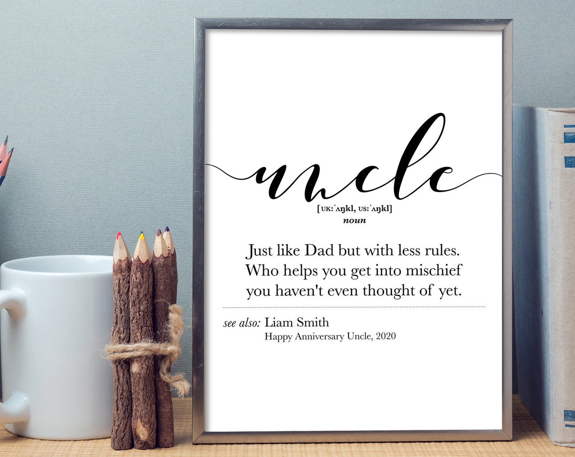 Uncle Definition Dictionary Style Funny Personalized Gift Poster