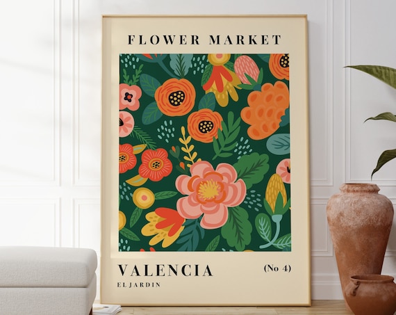 Flower Market Valencia Orange Botanical El Jardin Art Gallery Poster