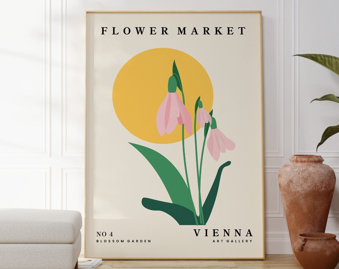 Vienna Flower Market No 4 Pink Blossom Garden Sunshine Boho Art Poster