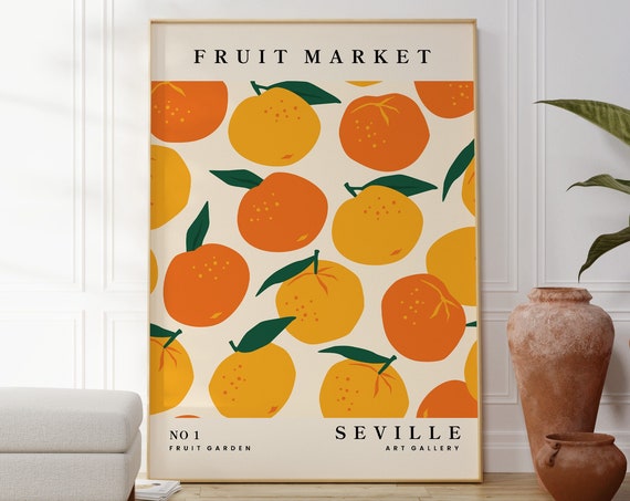 Orange Fruit Market Wall Art Citrus Poster Print Food Dining Room Kitchen A5a4a3a2a15x74x6