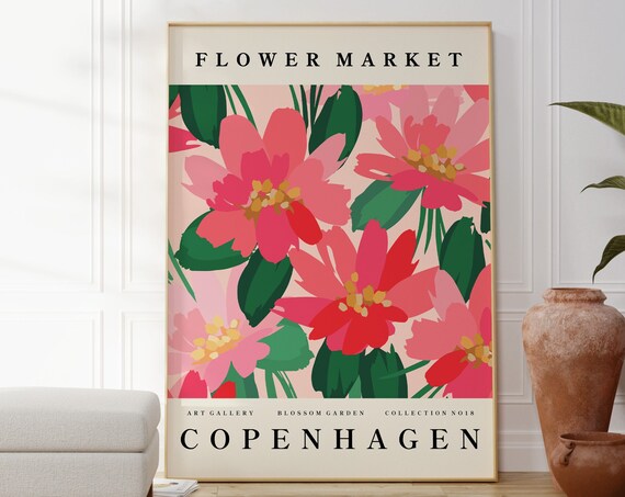 Flower Market Copenhagen Pink Blossom Garden Botanical Gallery Poster