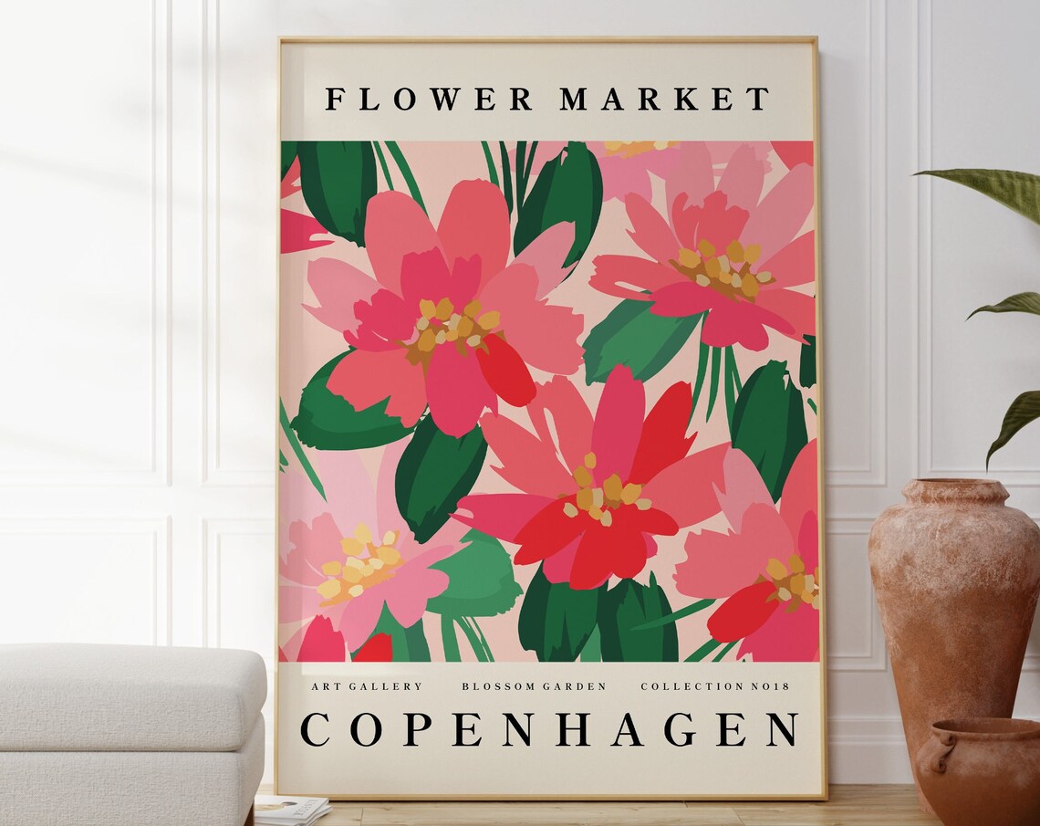 Flower Market Copenhagen Pink Blossom Garden Botanical Gallery Poster