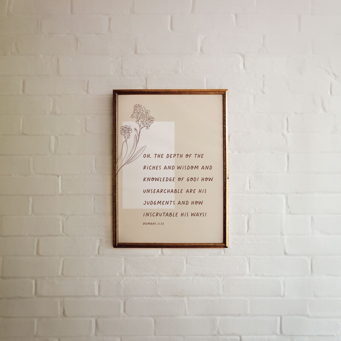 Romans 11:33 Oh The Depth Of The Riches Floral Bible Verse Poster - Image 4