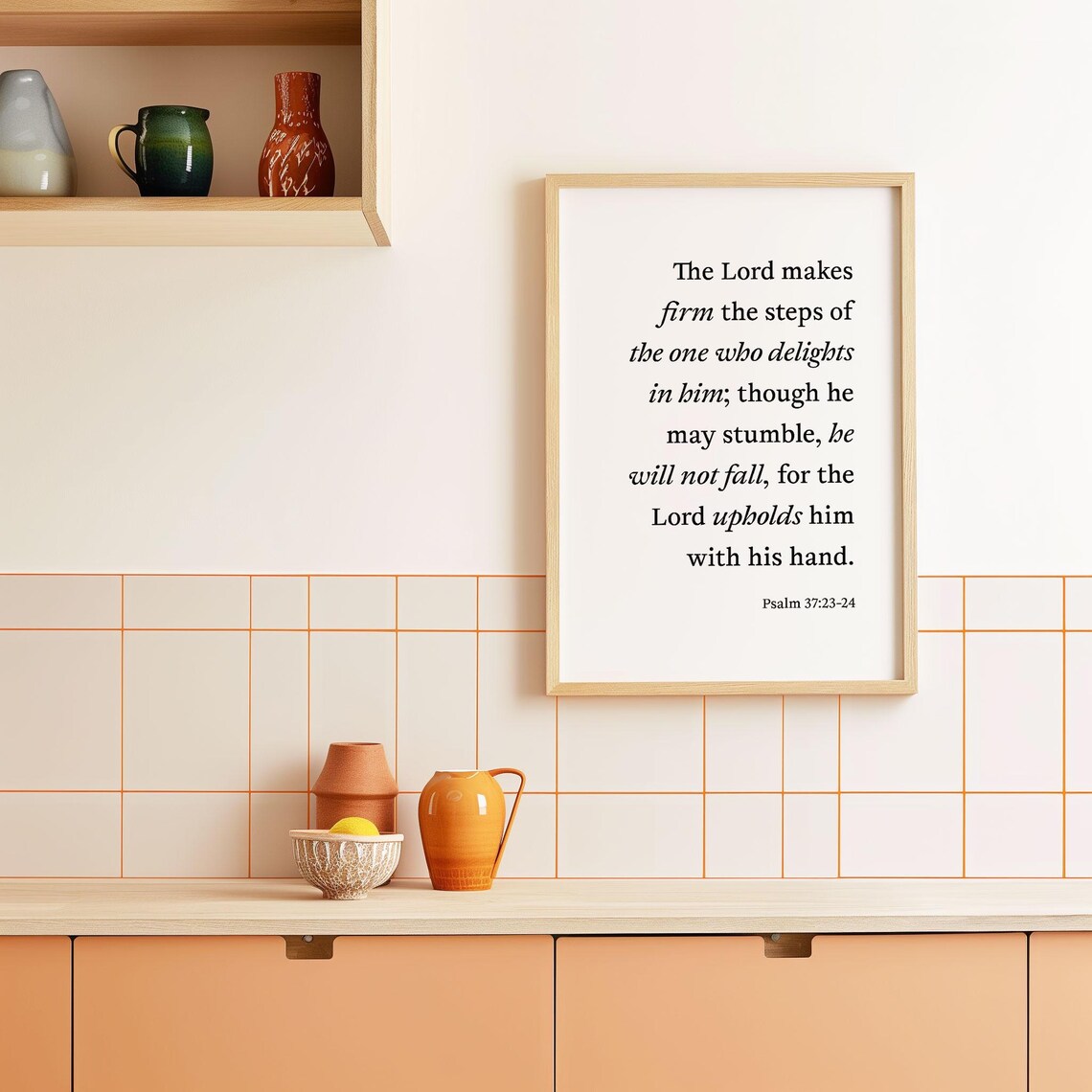 Psalm 37 23 24 The Lord Makes Firm The Steps Elegant Serif Verse Poster - Image 4
