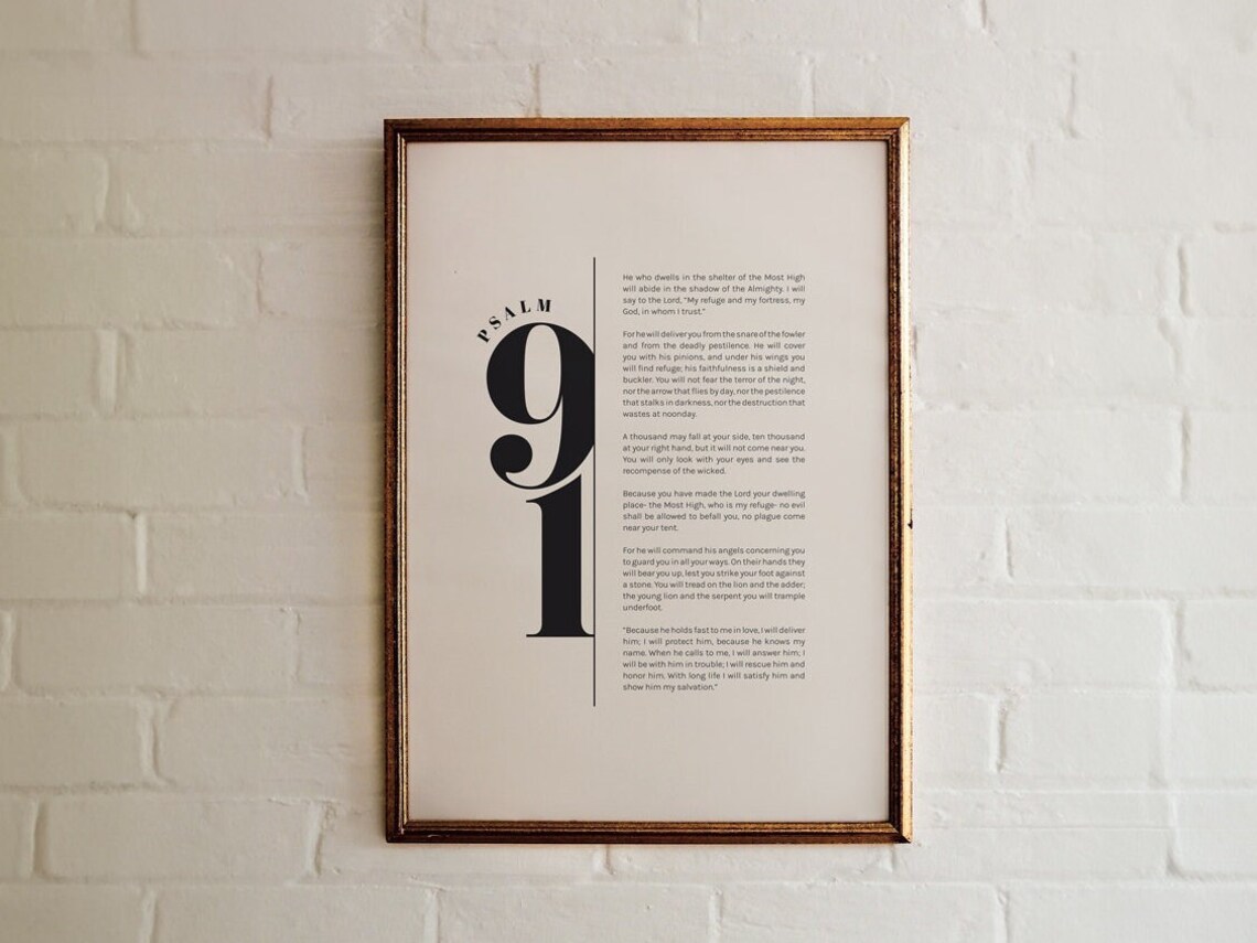 Psalm 91 Scripture Art Print, Contemporary Christian