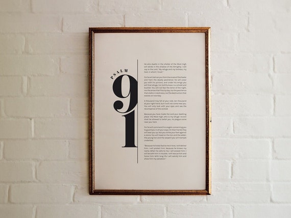 Psalm 91 Scripture Art Print, Contemporary Christian