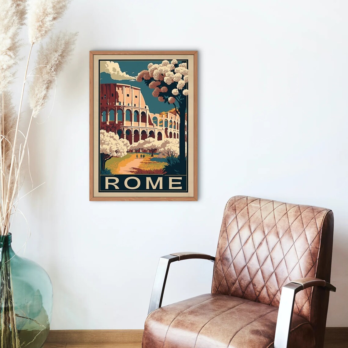 Rome Italy Colosseum Spring Blossom Retro Vintage Travel Poster - Image 3
