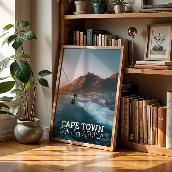 Cape Town South Africa Table Mountain Cable Car Ocean Poster