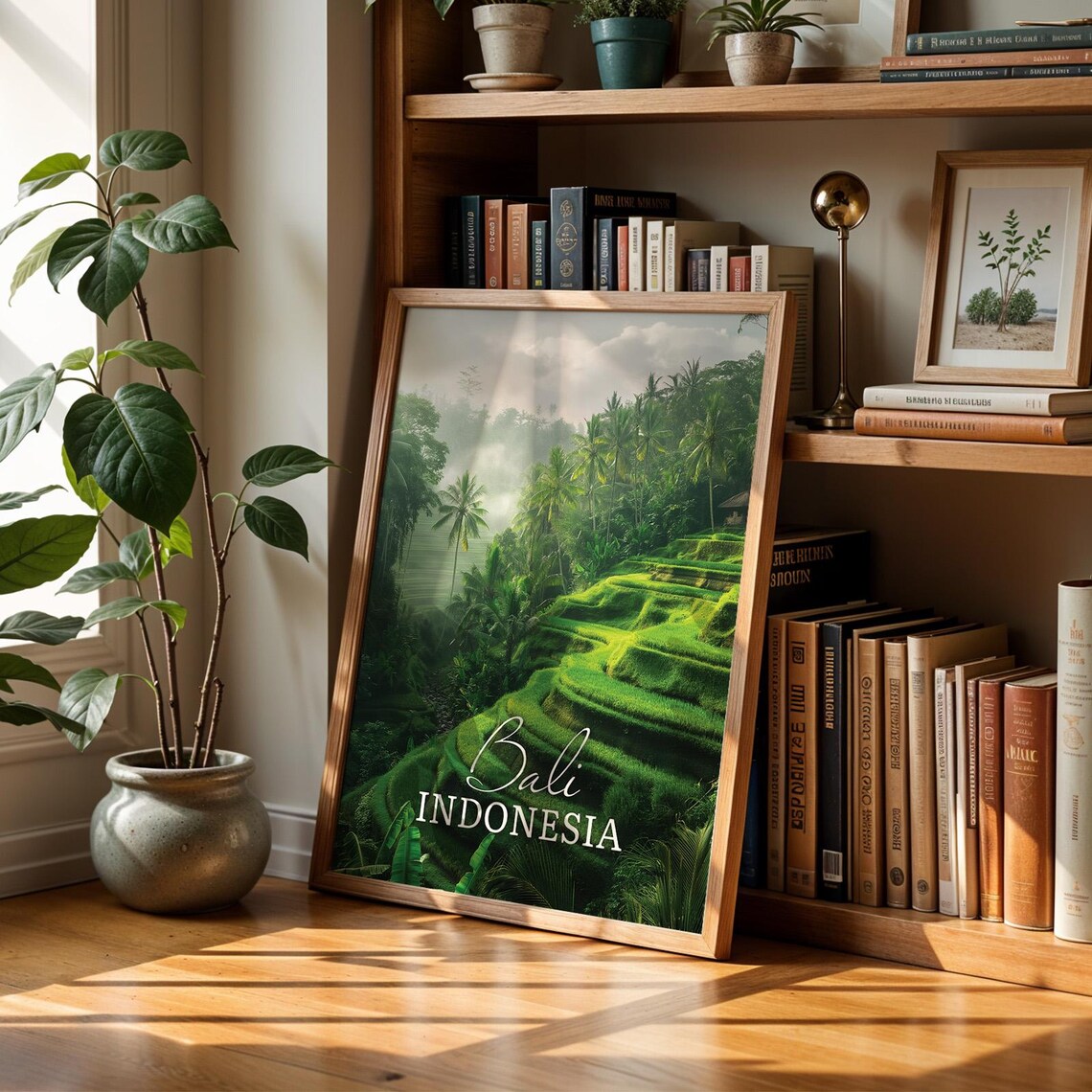 Lush Bali Indonesia Green Rice Terrace Jungle Mist Travel Poster