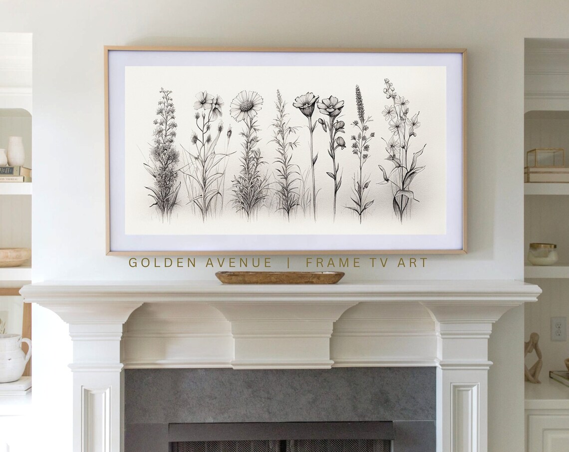 Black White Wildflower Sketch Botanical Pencil Drawing Art Poster - Image 4