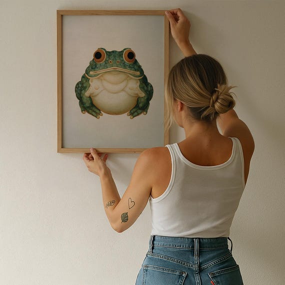 Japandi Frog Posterneutral Minimalist Toad Wall Art Wabi Sabi Animal Print Calm Nature Decor For Modern Natural Homes No 117