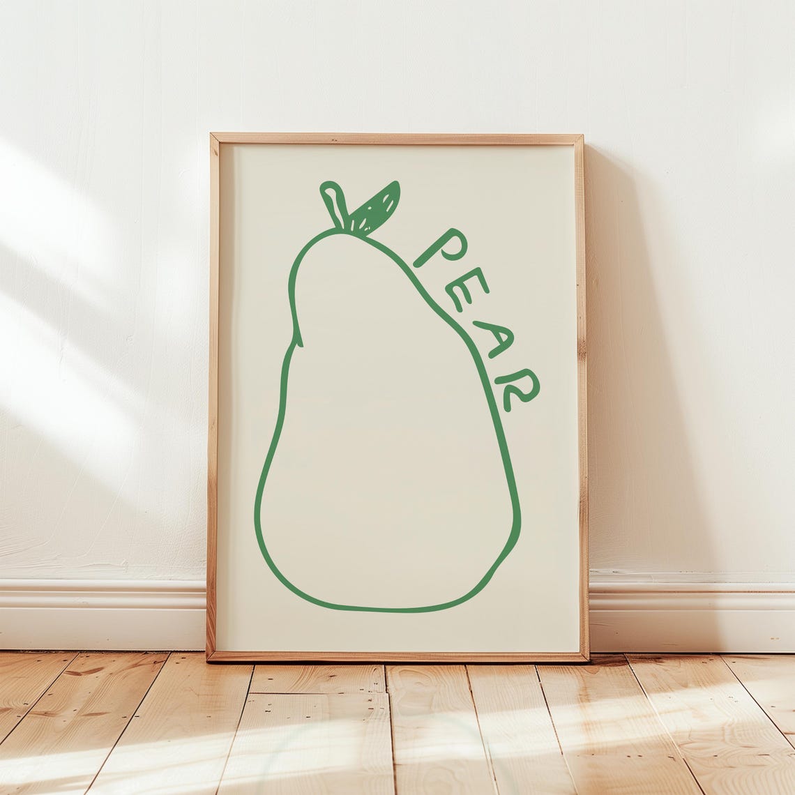 Pear Green Line Art Fruit Minimalist Kitchen Wall Decor Poster - Image 3