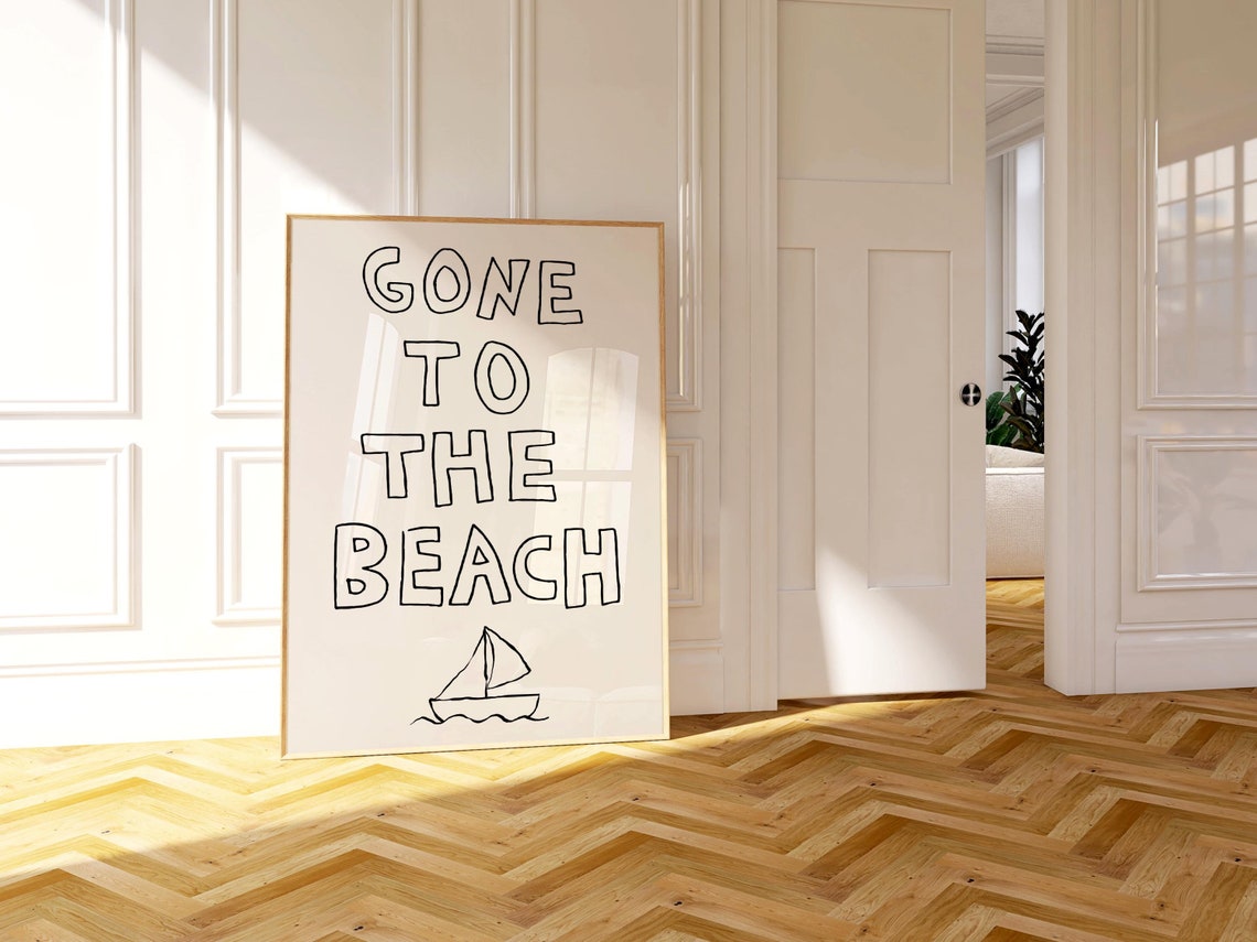 Gone To The Beach Sailboat Doodle Coastal Summer Quote Poster - Image 2