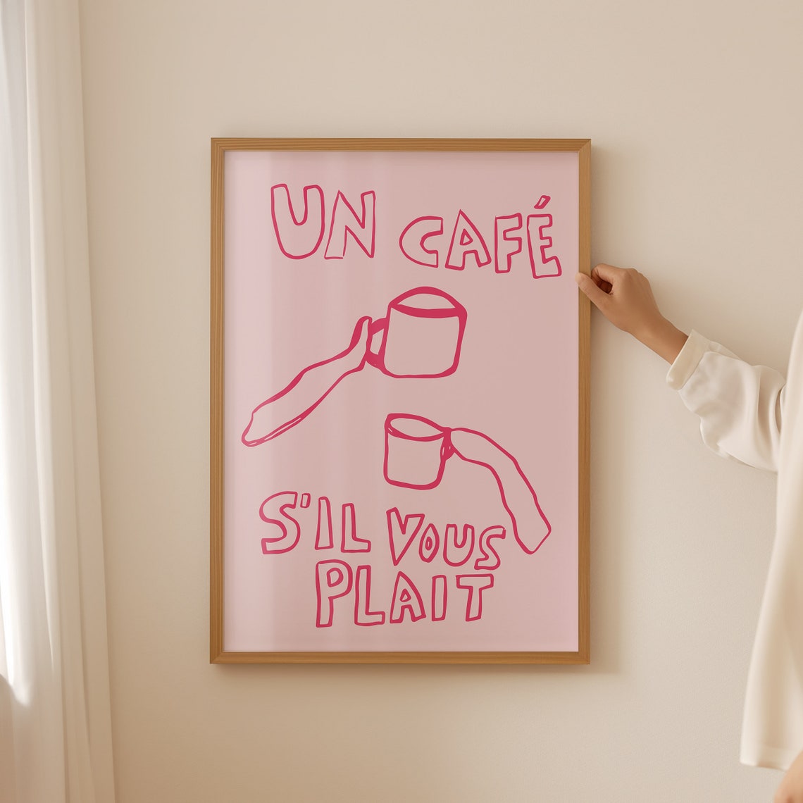 Un Cafe Sil Vous Plait Pink French Coffee Shop Quote Poster Decor - Image 4