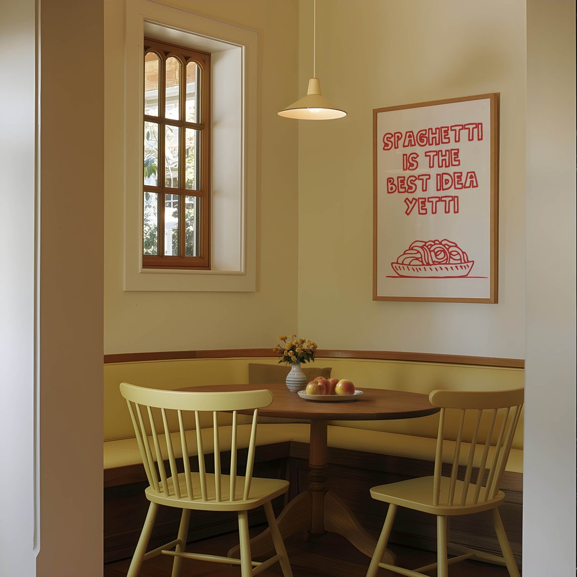 Spaghetti Is the Best Idea Yetti Red Pasta Bowl Kitchen Wall Poster - Image 2