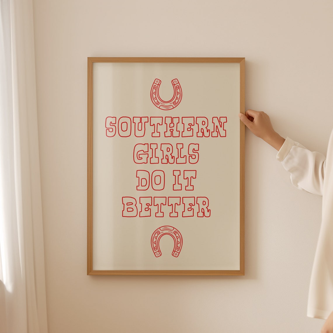 Southern Girls Do It Better Red Horseshoe Western Quote Poster - Image 5